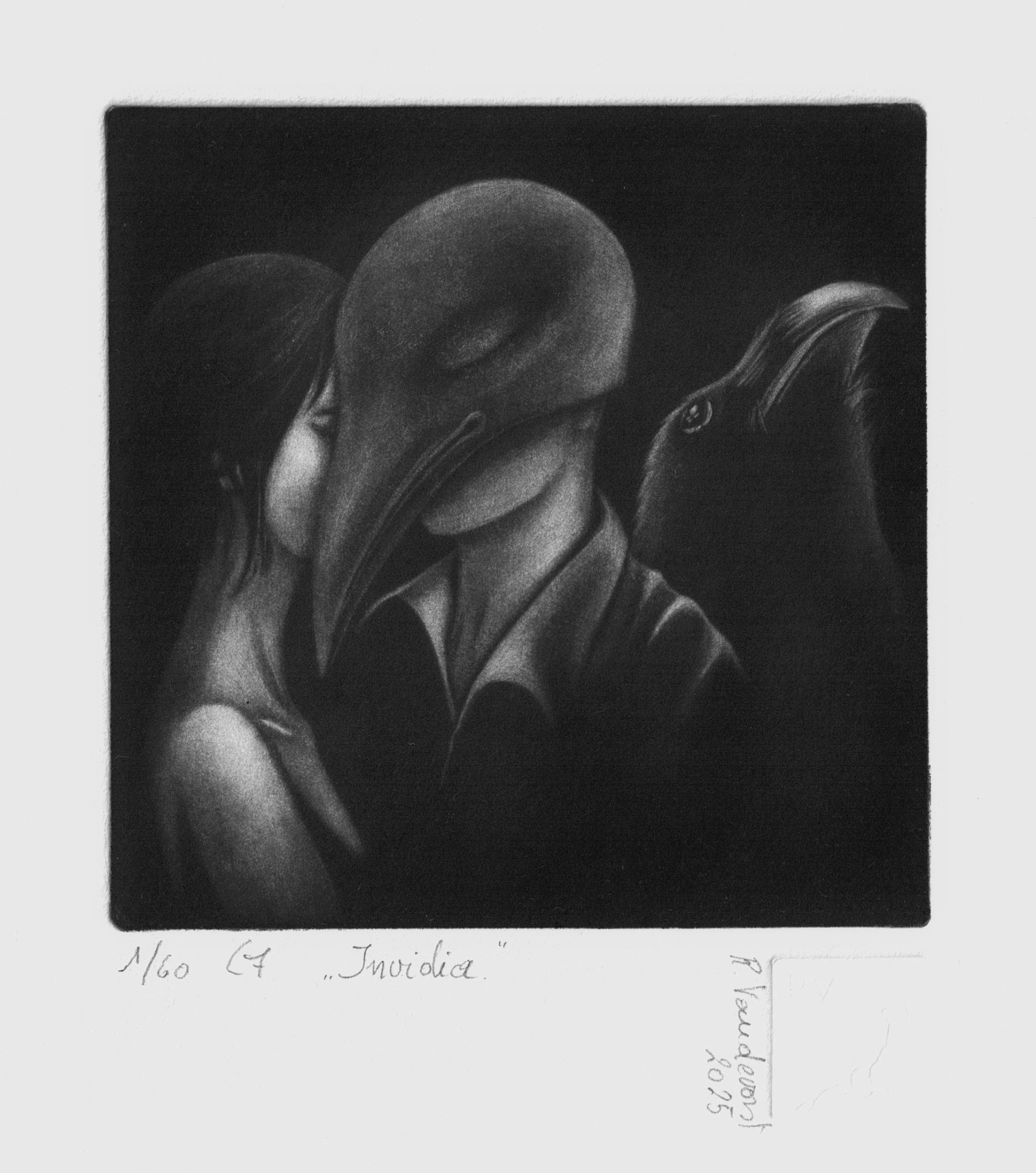 Invidia, the seven sins, mezzotint print by Rita Vandevorst, 2025