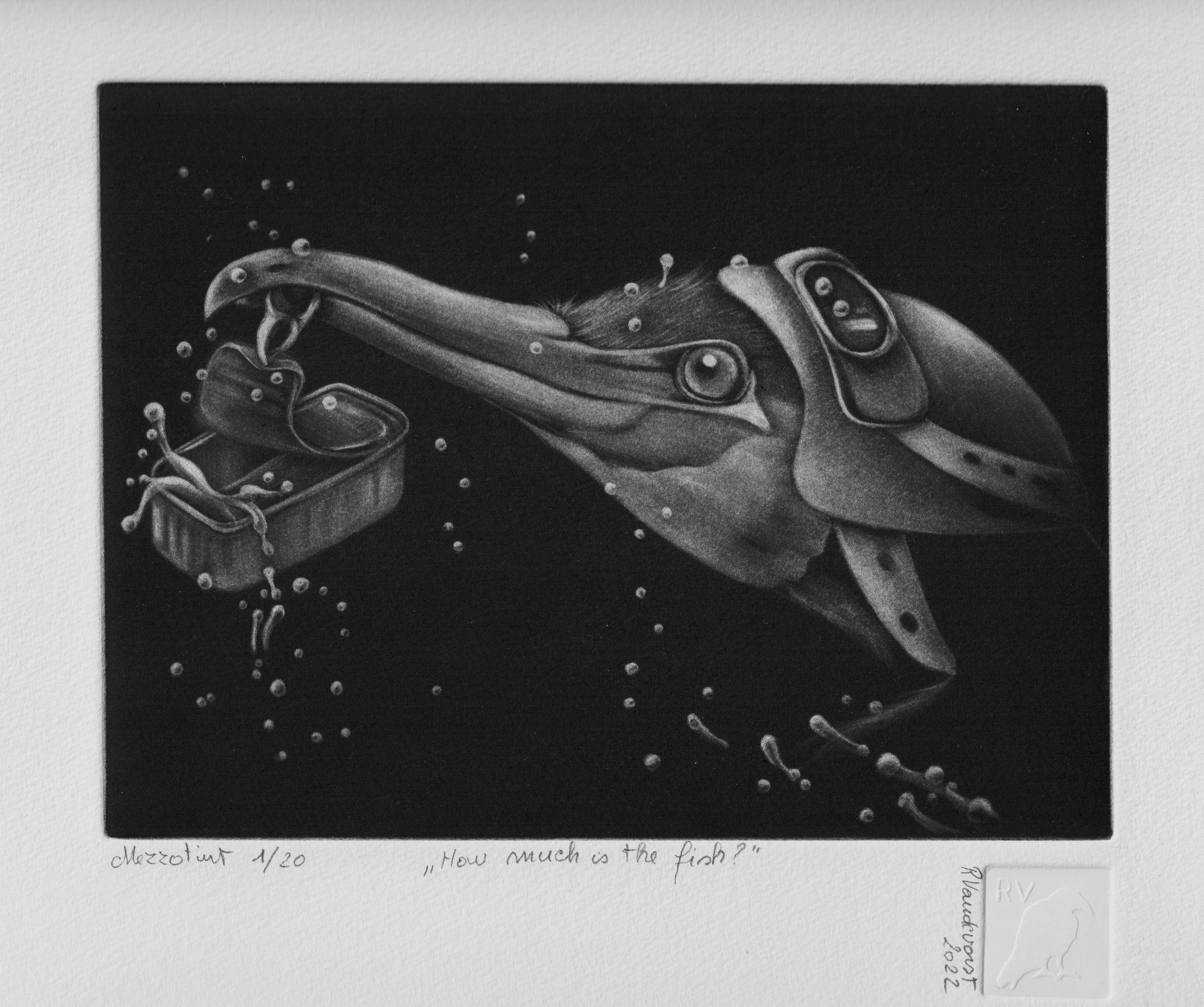 How much is the fish, mezzotint print by Rita Vandevorst, 2022