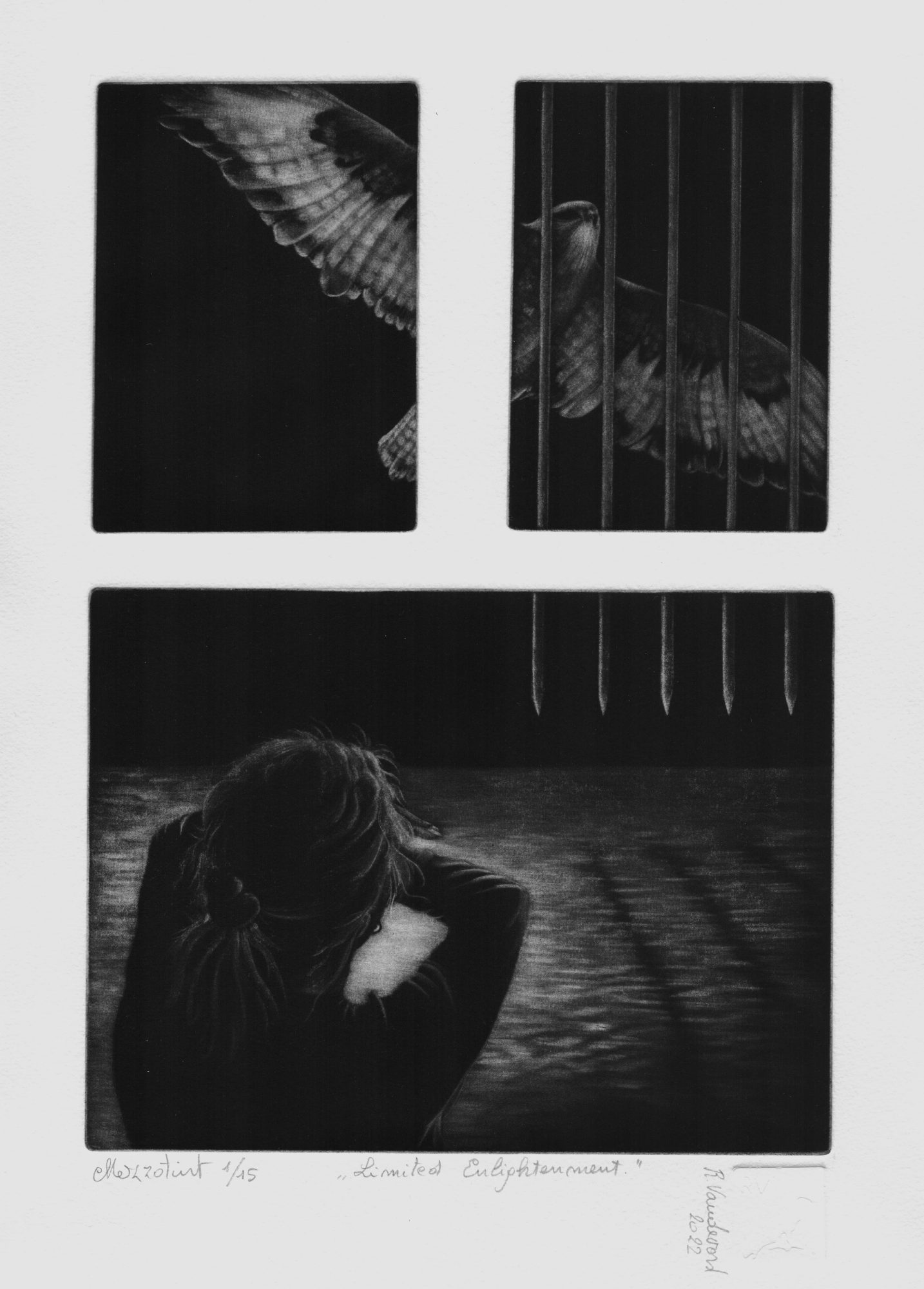 Limited, mezzotint print by Rita Vandevorst, 2022